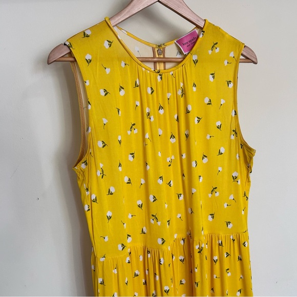 Kate Spade Yellow Sleeveless Dainty Bloom Tiered Maxi Dress 14 - Picture 2 of 6